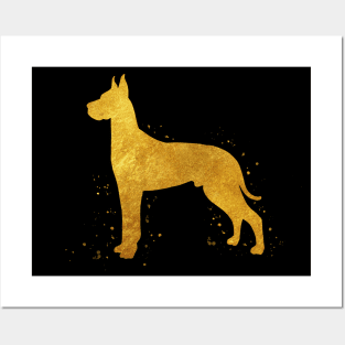 Great Dane dog golden art Posters and Art